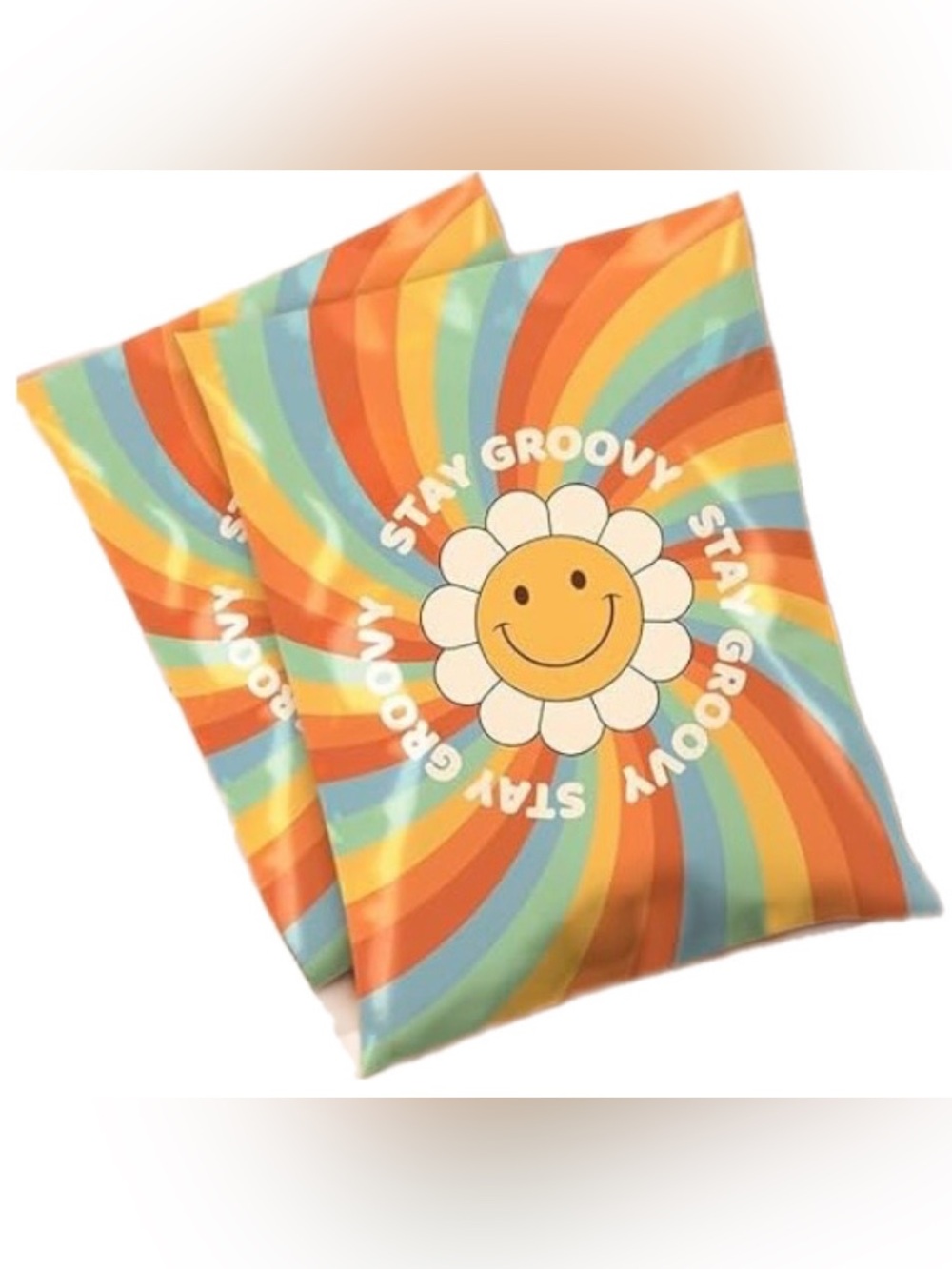 Polymailers - 20 10x13 - Stay Groovy Daisy, Smiley Face, & Rainbows